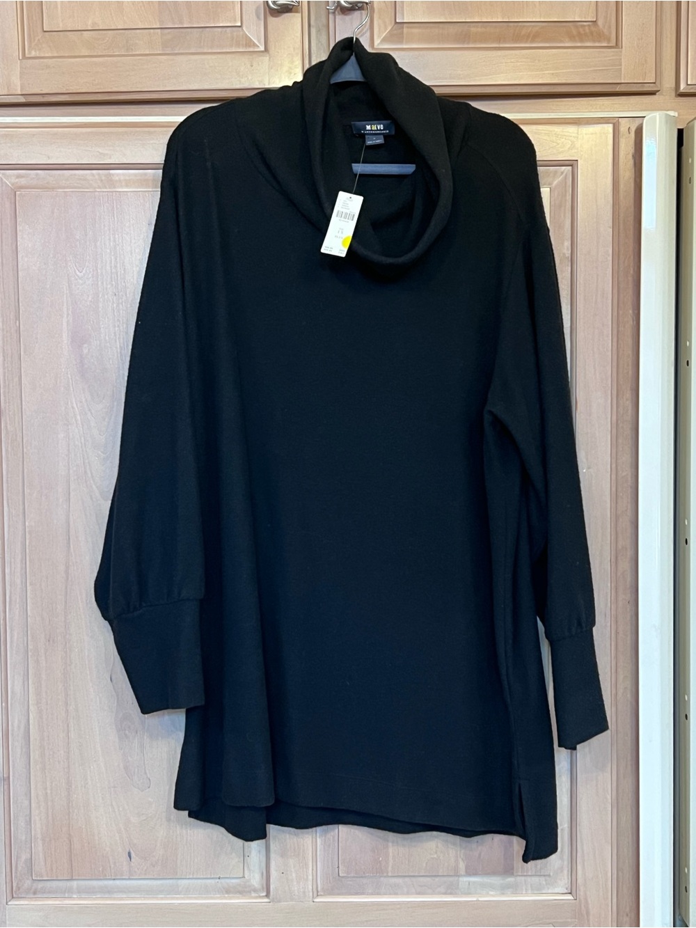 ANTHROPOLOGIE Maeve Black Tunic Top Cowlneck